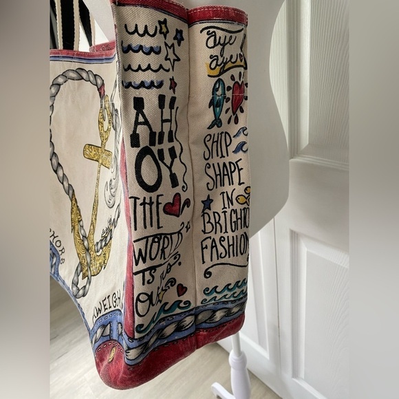 Brighton “Seas The Day” Canvas Beach Bag Large - Picture 4 of 10